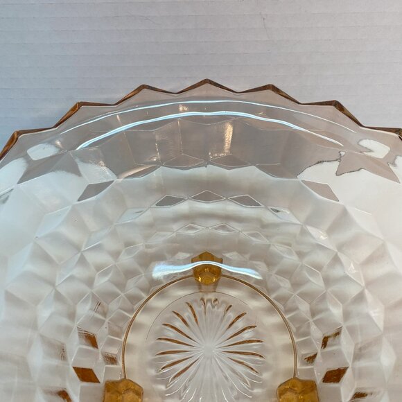 Indiana Glass Whitehall Rose Peach 3-Foot Bowl / Vintage Footed Salad Bowl - Picture 3 of 5